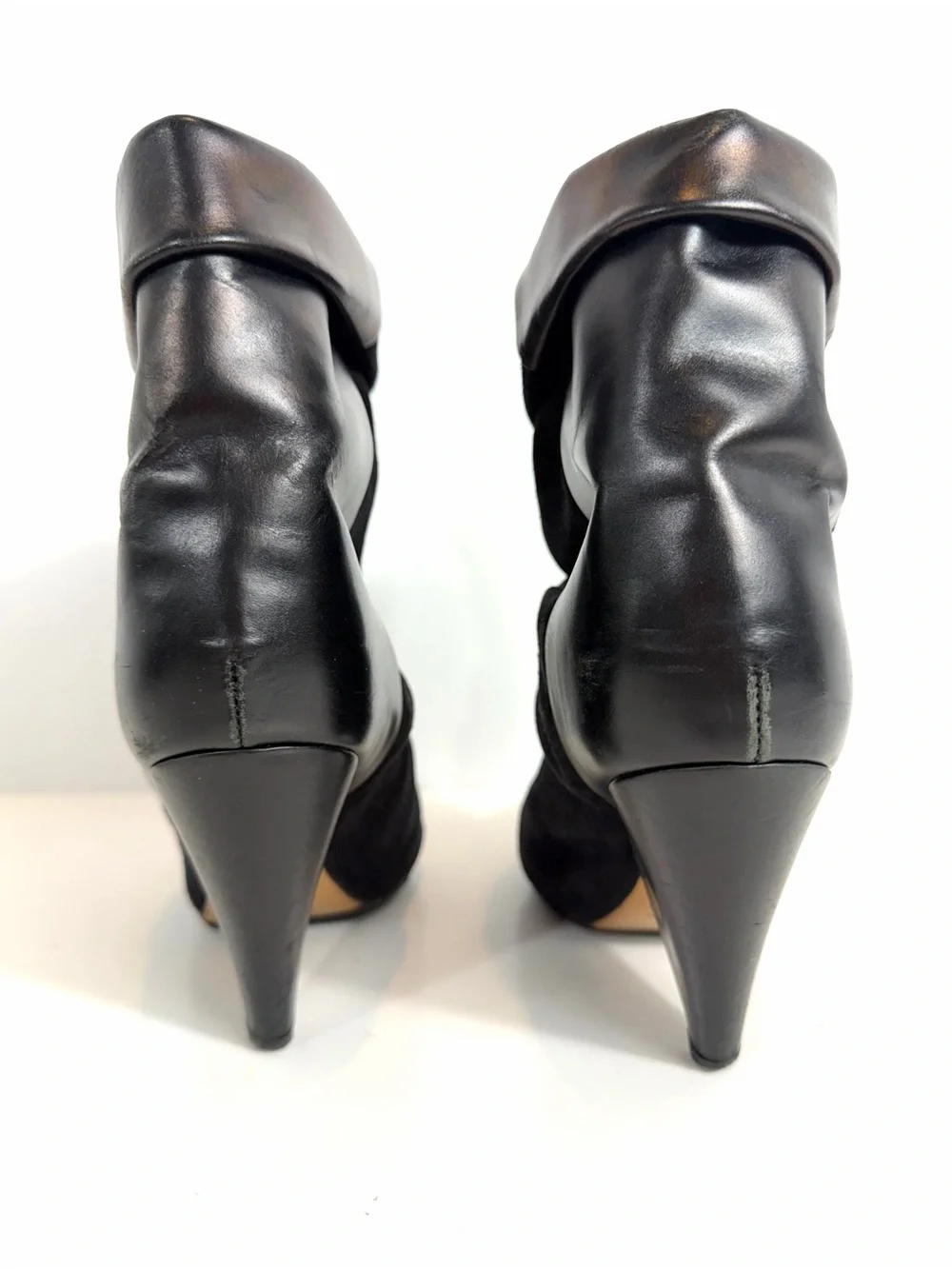 Isabel Marant Black Suede Leather Cone Heel Slouch Ankle Boots EU 36 / US 6